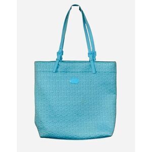 Michael Kors Turquoise Neoprene Tote with Patent Straps